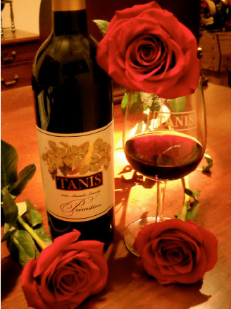 wine and roses at Tanis Winery Ione California